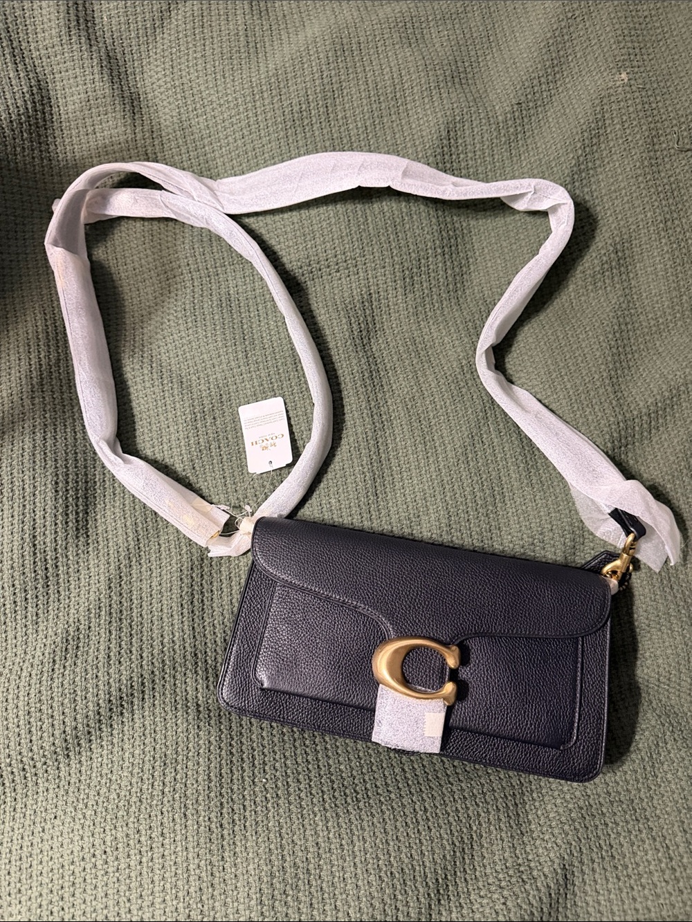 Coach Black Pebbled Leather Crossbody with Gold 'C' Clasp